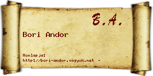 Bori Andor névjegykártya